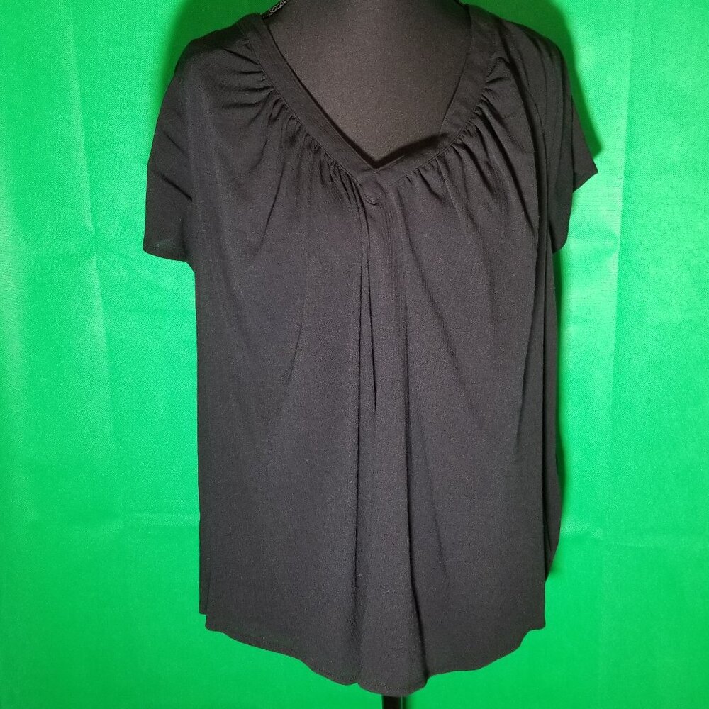 Torrid Black V-Neck Short Flutter Sleeve Blouse Womens Plus Size 00 Boho Retro